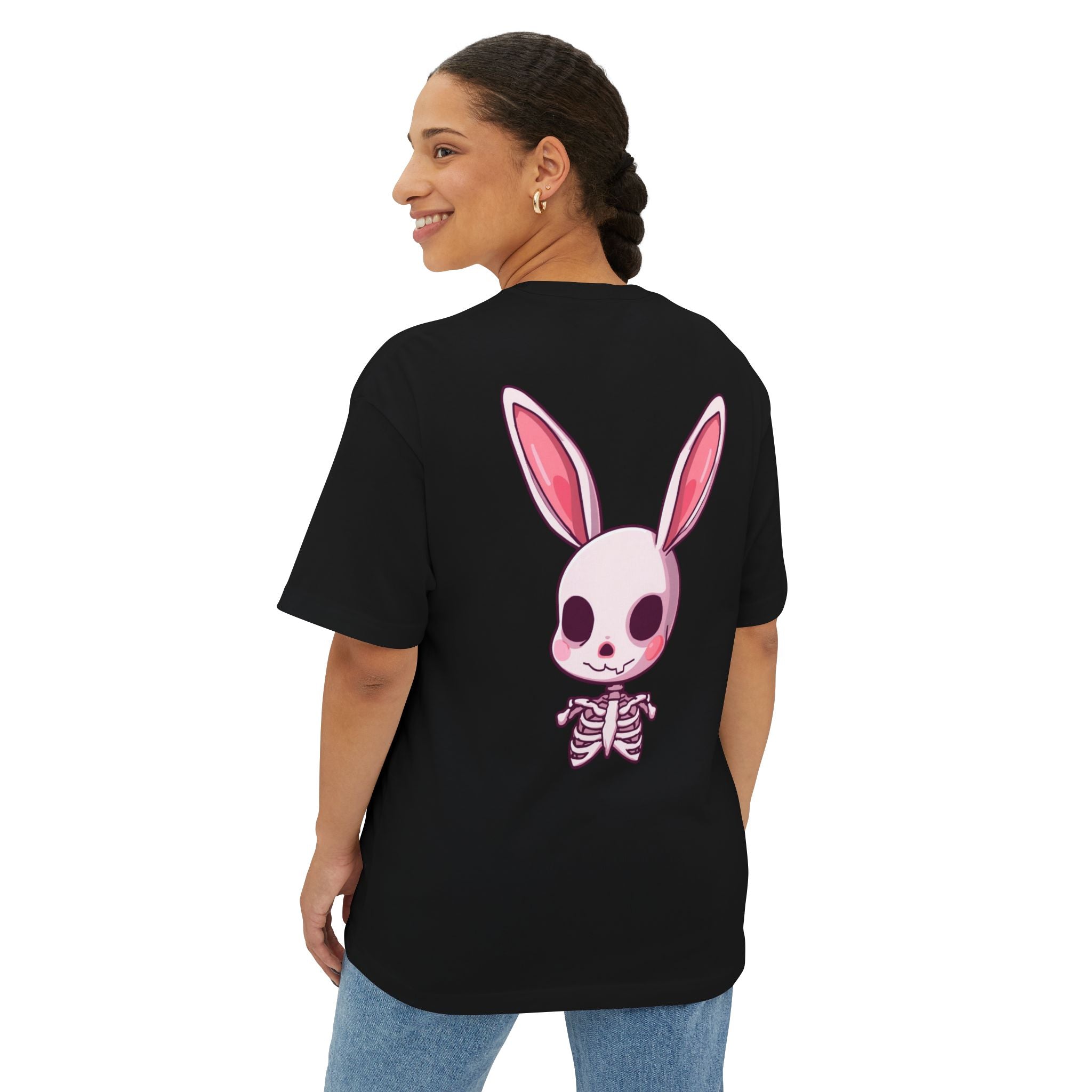 Rotting Rabbit Graphic Tee — Gothic Bunny Skeleton Oversized T‑Shirt