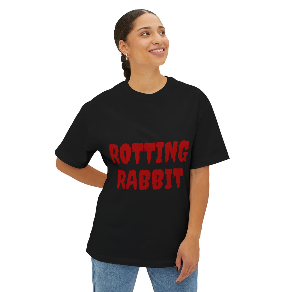 Rotting Rabbit Graphic Tee — Gothic Bunny Skeleton Oversized T‑Shirt