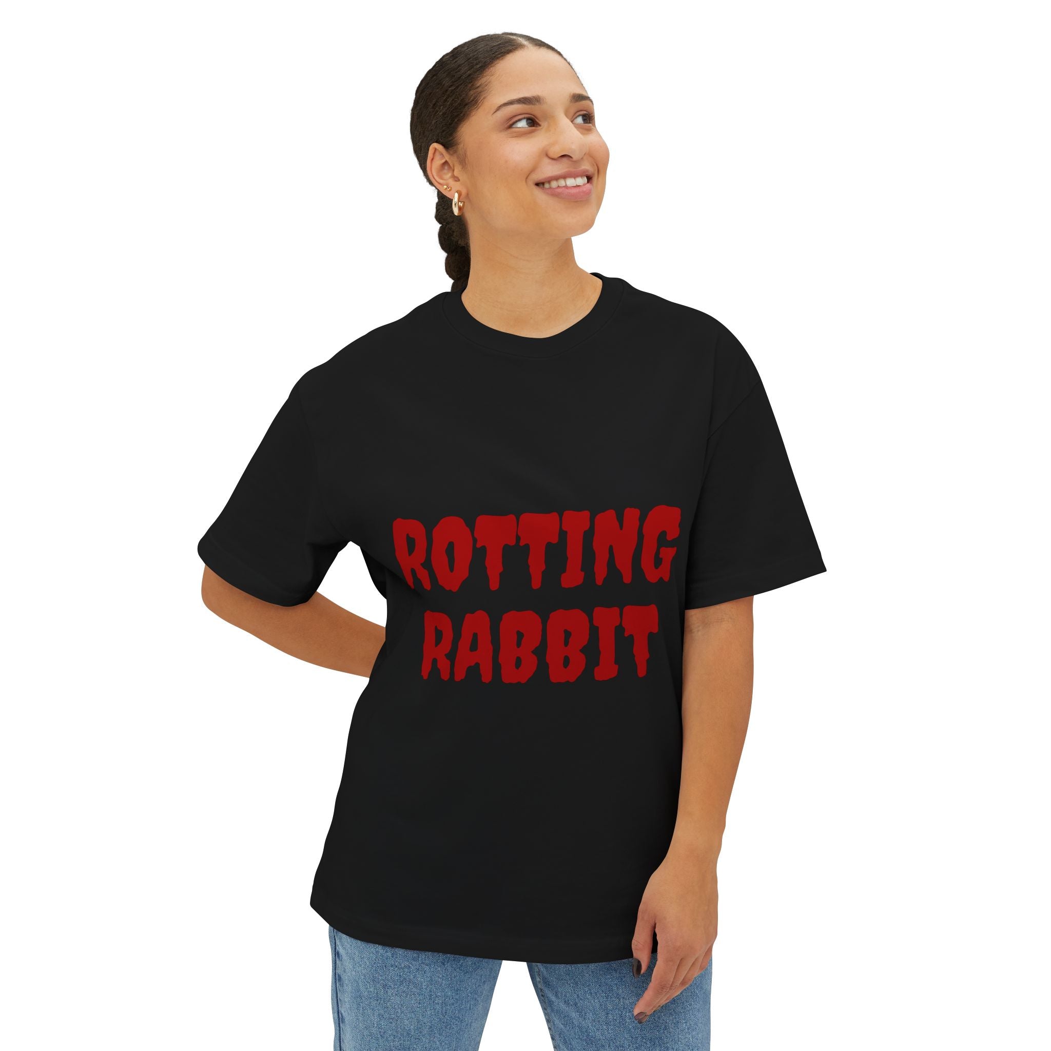 Rotting Rabbit Graphic Tee — Gothic Bunny Skeleton Oversized T‑Shirt